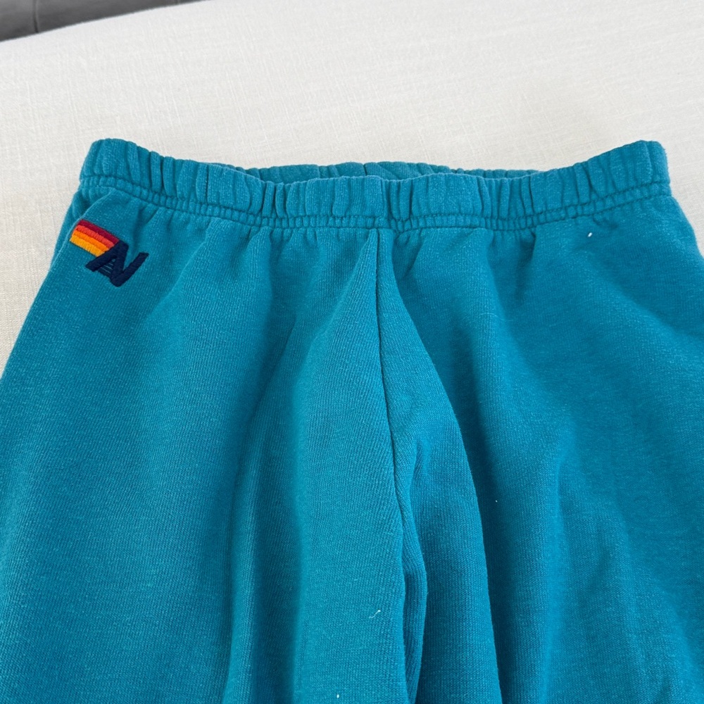 Aviator Nation Teal Joggers with Bright Yellow Bolt - Picture 3 of 5
